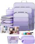 Veken 11 Set Compression Packing Cubes for Travel Essentials,Compressible Expandable Large Luggage Suitcase Organizer Bags for Clothing,Durable Space Saver Storage Bags(Light Purple)