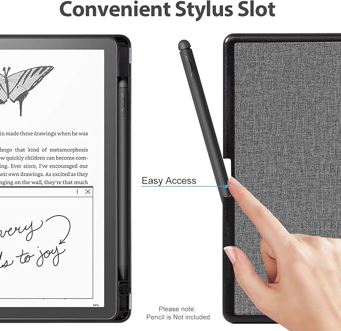 CoBak Case for Kindle Scribe - All New PU Leather Cover with Auto Sleep Wake Feature for Kindle Scribe 10.2" 2022 & 2024 Released with Pen Holder,Gray