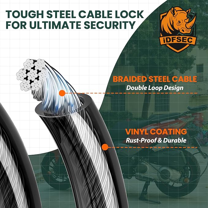 Heavy Duty Adjustable Cable Lock - 5' x 1/2" Security Cable with Dual Cinch, 4 Keys, All-Weather Protection for Bikes, Scooters, ATVs, Generators, Ladders, Tools & Outdoor Equipment