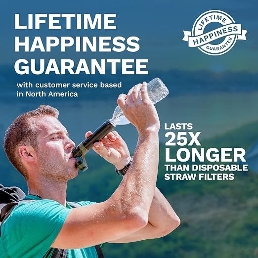 Survivor Filter Emergency Water Filter Straw – USA-Tested – 0.05 Micron Filtration – Portable Outdoor Water Filteration for Camping & Hiking - No Expiration