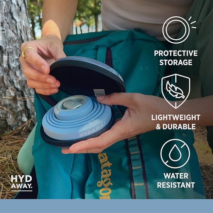 HYDAWAY Hydration Travel Pack - 17oz Collapsible Water Bottle with Flip-Top Lid and Protective Travel Case - BPA-Free, Leak-Resistant, and TSA-Friendly for Commuting, Hiking, and Traveling