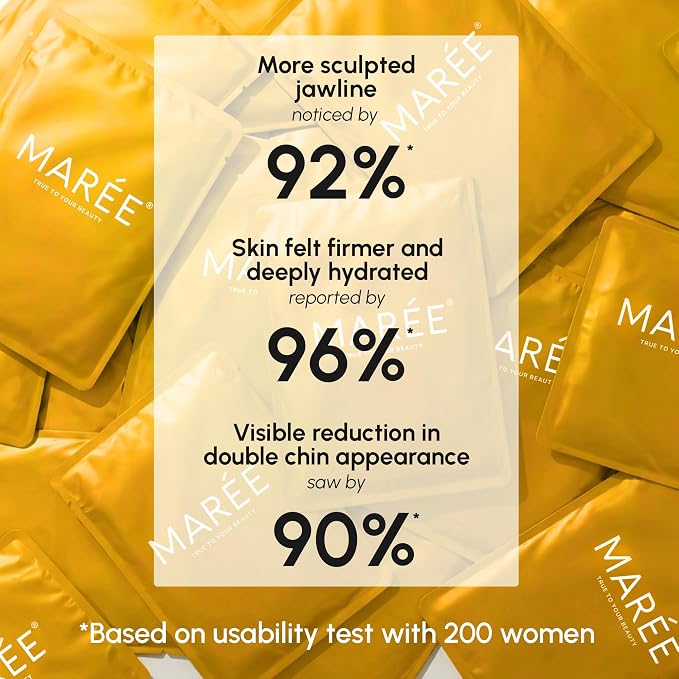 MAREE V Line Lifting Mask with 24K Gold – Deep Collagen Face Mask for Women – Jawline Shaper Mask with Retinol & Hyaluronic Acid – Neck Tightening & Firming – Double Chin Strap for Face Lift