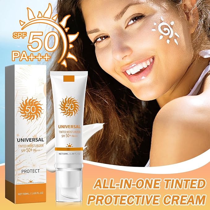 Tinted Sunscreen,Face Sunscreen Cream SPF 50+ PA+++,Moisturizing Sunscreen for Face,Long Lasting Refreshing Tinted Face Moisturizer Sunblock,Non-greasy Travel Size Facial Sunscreen Lotion