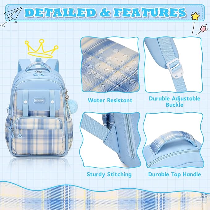 MUSEVOS Girls Backpack, Ideal School Backpack for Girls from Elementary to Teen Years, Kawaii Bookbag Cute Large Capacity