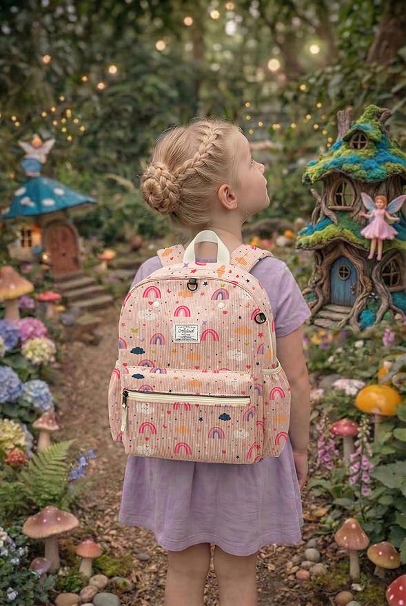atgark Corduroy Toddler Backpack for Girls 2-5: Preschool Backpack for Girls