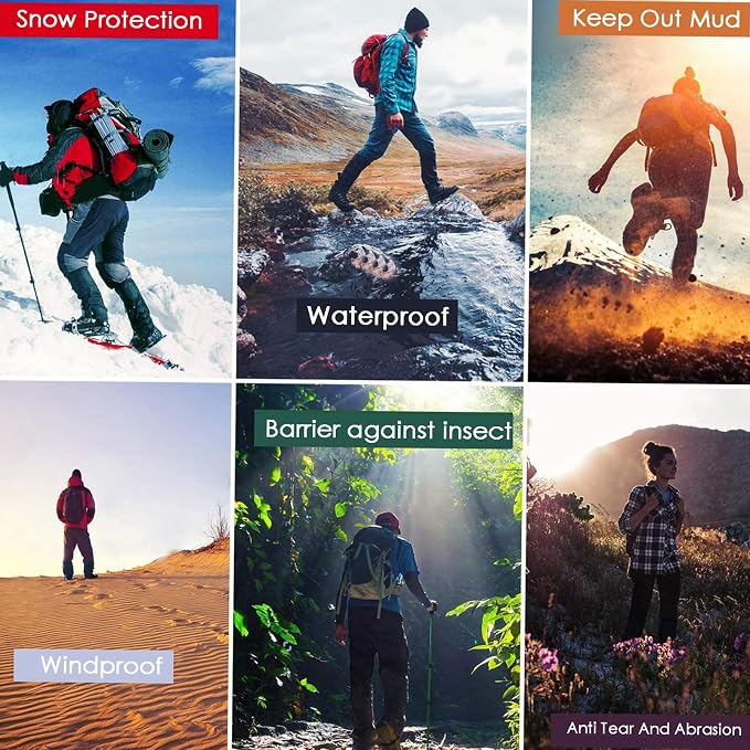 Hiking Gaiters, Outdoor High Gaiters, Ice Climbing and Skiing Gaiters, Snake Protection for Men and Women for Mountain Snow Hiking Skiing Walking Climbing Gardening