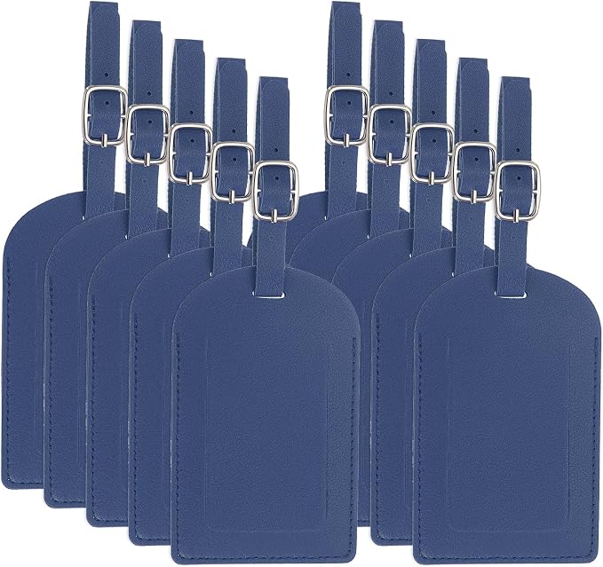 PATIKIL Leather Luggage Tag, 30 Pcs Luggage Tags Pu Bag Tags for Suitcases Airplane Travel Essentials, Dark Blue