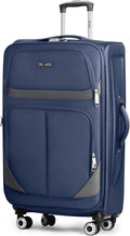 32'' Large Softside Suitcase,Expandable 15% Luggage,with Double Spinner Wheels and LOCK,Lightweight Travel Suitcase for Men/Women（Navy-Grey,32in）