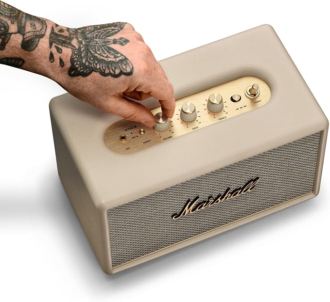 Marshall Acton III Bluetooth Home Speaker - Loud Stereo Sound with Bass and Treble Controls | Plug-in Powered | 3.5mm Aux Input - Cream