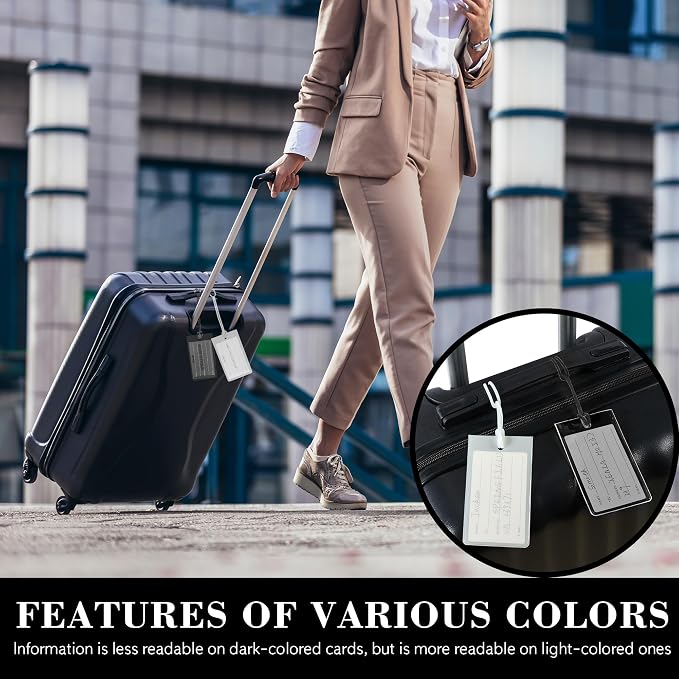 10 Pack Luggage Tags for Suitcases, Airplane Travel Essentials for Flying, International Travel Must Haves, and Luggage Accessories by Sodsay