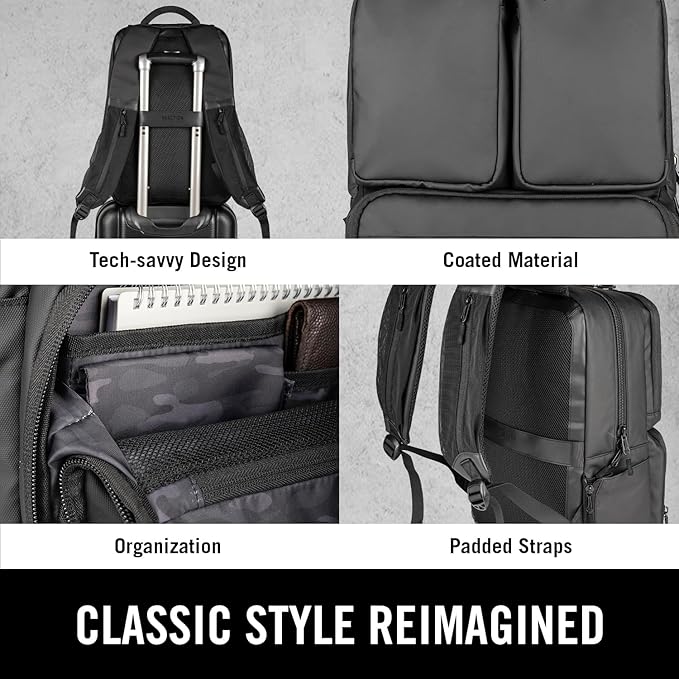 The Kenneth Cole REACTION Ryder 17-Inch Coated Polyester Travel Laptop Backpack Bag, Black