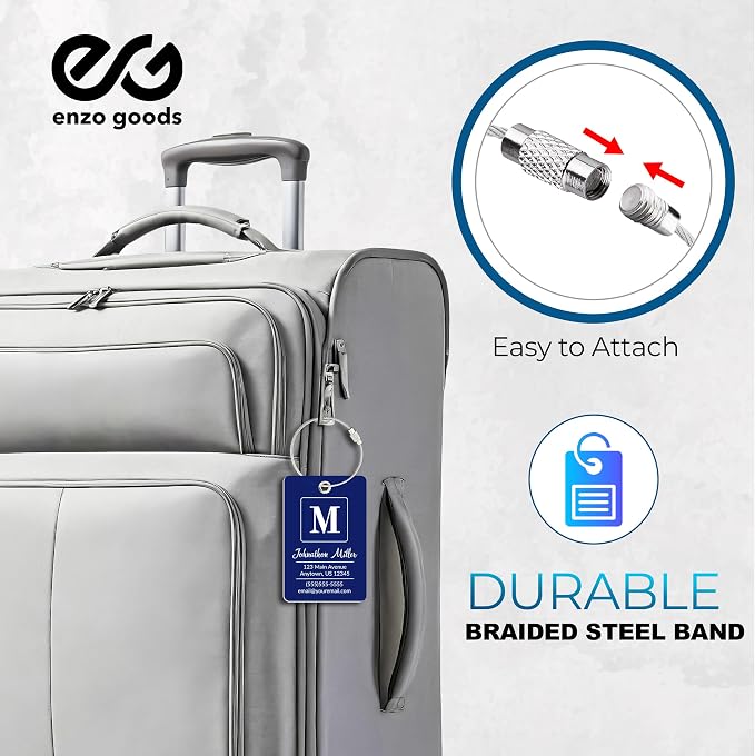 Personalized Luggage Tag | 2 Pack | Custom Luggage Tags for Suitcases | Kids Backpack Tag | 10 Color Options & Choose Font, Font Color