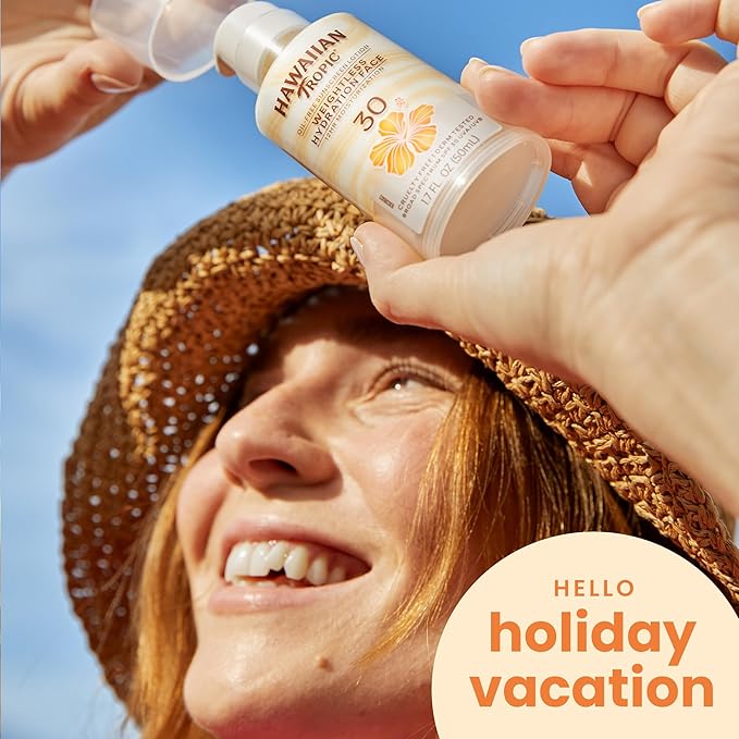 Hawaiian Tropic Weightless Hydration Lotion Sunscreen for Face SPF 30, 1.7oz | Travel Size Sunscreen Lotion, Beach Essentials, Sun Protection, Travel Sunblock Face, Summer Essentials, 1.7 fl oz