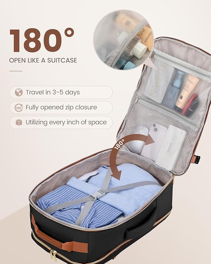 LOVEVOOK 50L Travel Backpack Flight Approved Carry on Backpack,3 Packing Cubes,Waterproof Personal Item Travel Bag,TSA Carry on Luggage Suitcase Travel Essentials,Gifts for Women & Men,fits 18" Laptop