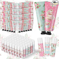 48 Sets Tea Party Favors Mini Hand Cream Lip Balm Bulk Gift Set for Women Wedding Party Favors for Guests Travel Size Hand Lotion Vintage Floral Moisturizing Lip Balm Gifts for Baby Shower