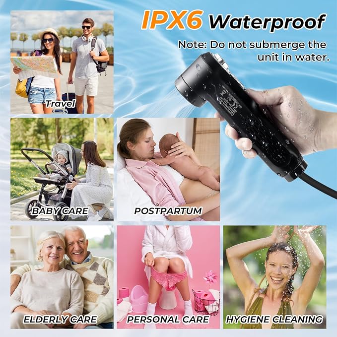 Portable Bidet for Travel, 1600mAh Electric Handheld Bidet with 2.5L Tank
