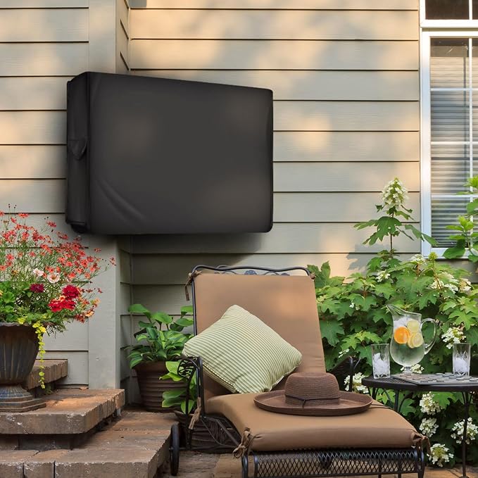 ULTCOVER Waterproof TPE Fabric Outdoor TV Cover with Anti-scratch Liner for 60-65 inch Outside Flat Screen Televisions