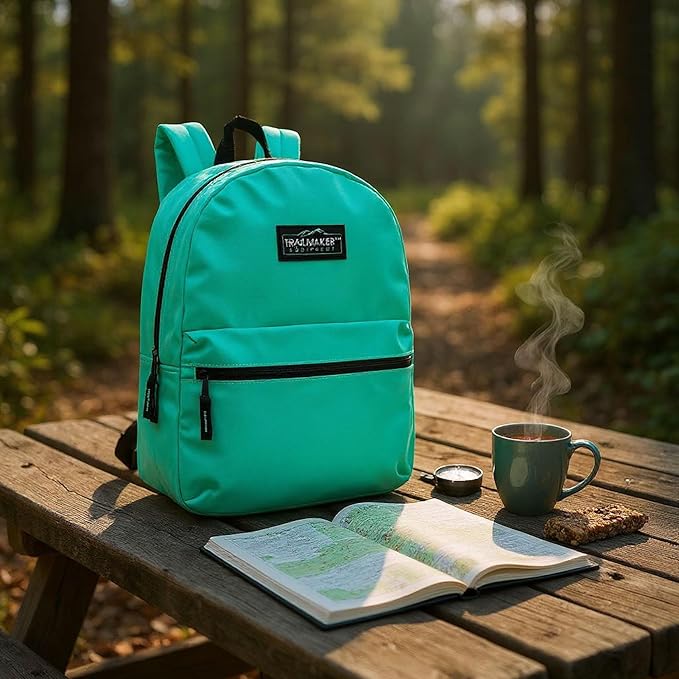 Trail maker Classic 17 inch Backpacks with Adjustable Padded Straps | School Backpacks for Girls, Boys (Aqua)