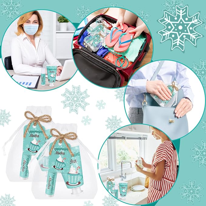48 Sets Peppermint Mocha Hand Cream and Lip Balm Gift Christmas Hand Cream Bridal Baby Shower Party Favors Travel Size Hand Lotion and Lip Balm Bulk Christmas Holiday Party Supplies for Guest