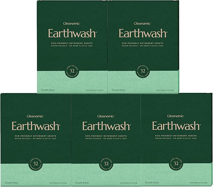 Earthwash Laundry Detergent Strips Scent-Free Hypoallergenic - Ideal for Travel & Home - 160 Strips