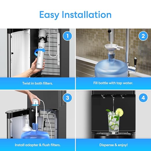 Brio 520 Series No Line Bottom-Loading Water Cooler with Built-in 2 Stage Water Filter Black