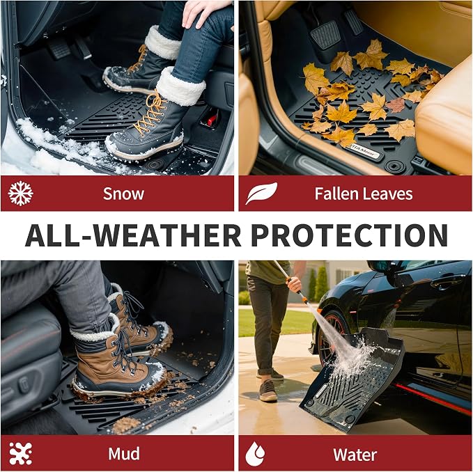 YITAMOTOR Floor Mats Compatible with 2015-2023 Jeep Cherokee (Not fit for Grand Cherokee), Custom Fit Floor Liners, 1st & 2nd Row All-Weather Protection, Black