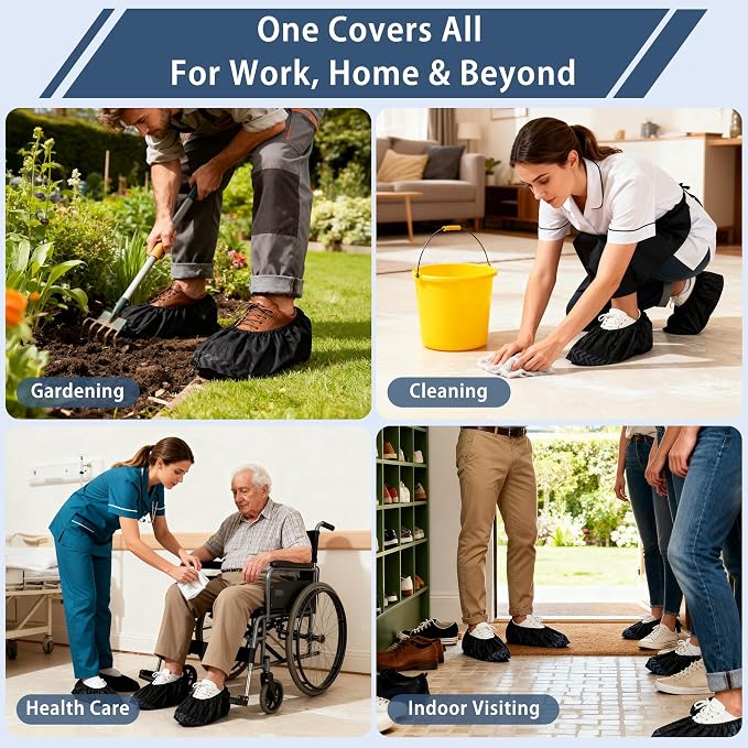 Disposable Shoe Covers Non Slip Waterproof -300 Pack XL Size Non Woven Boot Covers for Indoor Cleaning, Home, Contractors, Real Estate, Floor Protection, Durable Breathable Anti Skid Shoe Booties