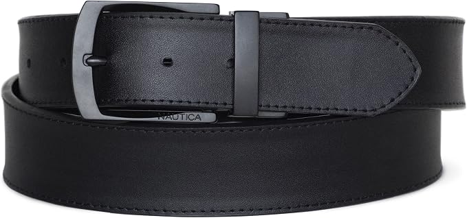 Nautica Men's Reversible Leather Belt | 2-in-1 | Classic | Everyday | Business | Work | Dress | Casual | Metal Buckle