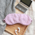 100% Pure Linen Sleep Mask Blackout Eye Mask for Sleeping, Eye Cover with Adjustable Strap - Organic Cotton Core Linen Eyes Mask Breathable for Travel - Gift for Women Men (Purple Gray)
