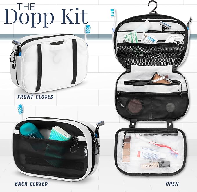 Toiletry Bag Kit 3 Piece Set: Hanging Travel Toiletry Bag + 311 TSA Cosmetic Liquid Bag + Accessory Organizer Pouch