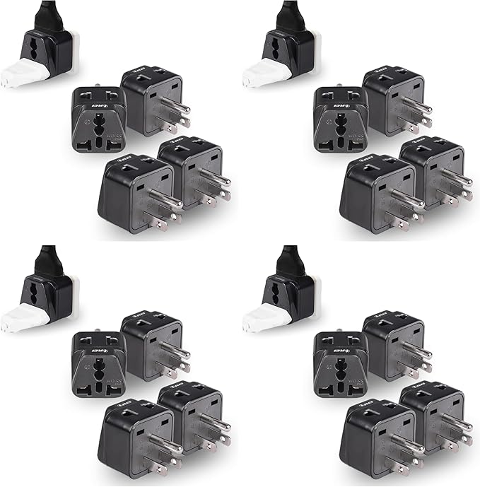 OREI USA, Canada Adapter Plug, Europe, UK, China to US American Adaptor - Grounded - Type B - Universal Socket - EU to US - 16 Pack
