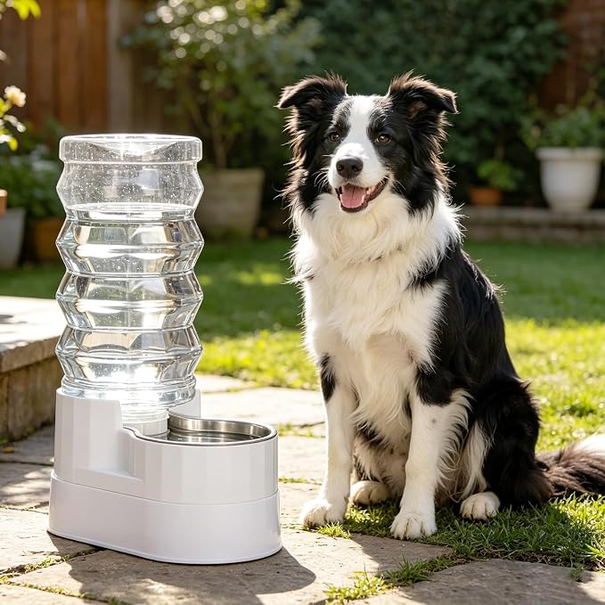 RIZZARI 9L Gravity Elevated Stainless Steel Dog Water Dispenser | Comfortable Drinking Height for Large & Senior Dogs,Filtered Hydration Design, No Electricity Needed, Spill-Proof