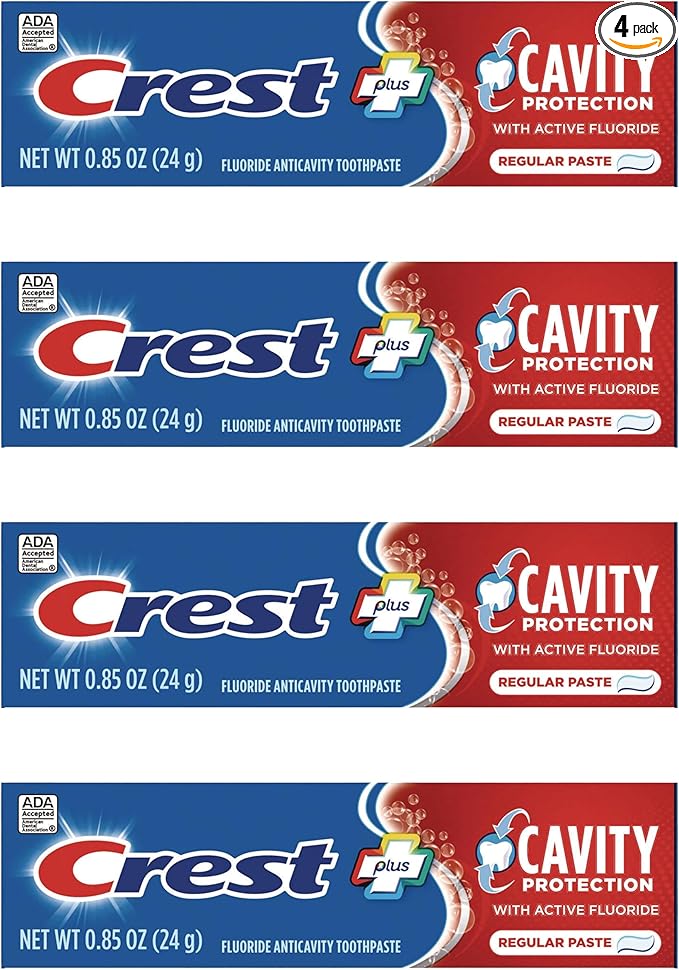 Crest Cavity Protection Regular Toothpaste, Travel Size .85 oz. (24g) - Pack of 4