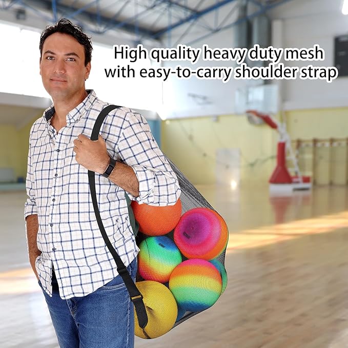 GSE Games & Sports Expert 24x36/30x40 X-Large Mesh Sports Equipment Drawstring Bag for Soccers, Basketballs, Footballs