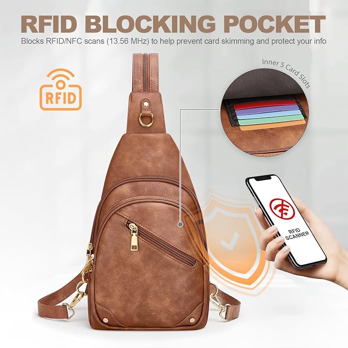 SYTRAH Anti Theft Sling Bag for Women, RFID Crossbody Purses Convertible Sling Backpack, Cross Body Purse Chest Bag