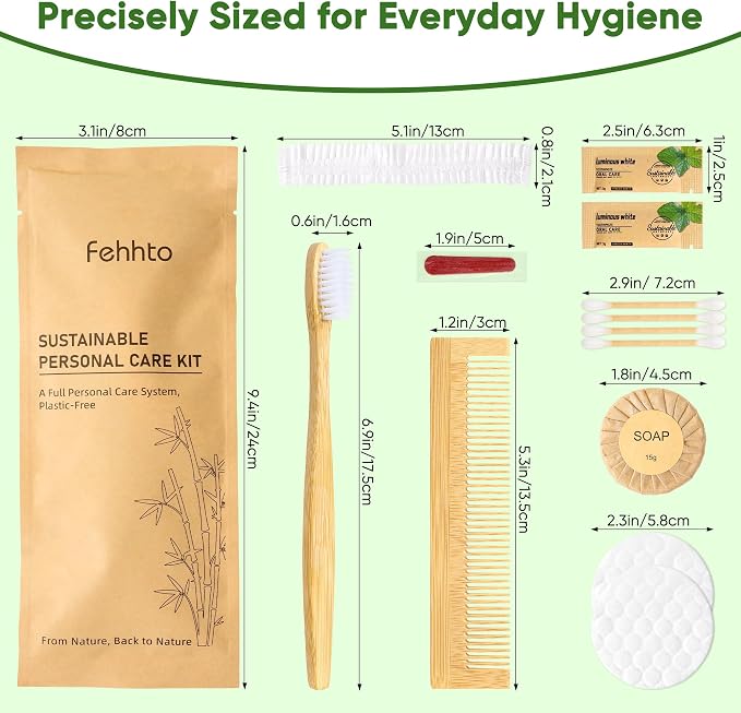 Personal Hygiene Kit Bulk 25 Sets, Travel Size Toiletry Kit for Guests, with Bamboo Toothbrush, Toothpaste and Vanity Kit for Women, Men, Travel and Homeless Care Packages