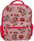 AI ACCESSORY INNOVATIONS Strawberry Shortcake 16” Backpack With Front Pocket for Girls, Allover Print Bookbag featuring Strawberry & Custard, Pink