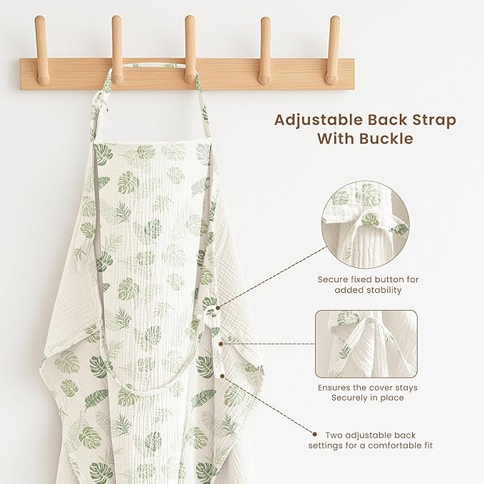 Konssy 2-Pack Muslin Nursing Cover Up for Breastfeeding Moms with Rigid Hoop, 100% Cotton, Lightweight & Breathable Breastfeeding Cover, Adjustable & Comfort
