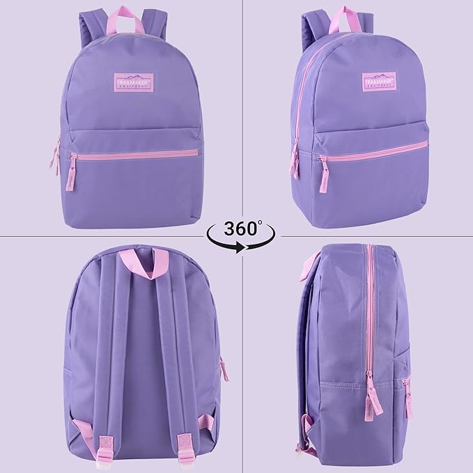 Trail maker Classic 17 inch Backpacks with Adjustable Padded Straps | School Backpacks for Girls, Boys (Purple)