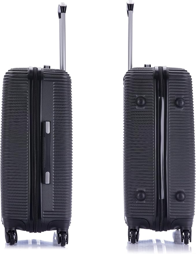 InUSA ROYAL Hardside Spinner Luggage with Ergonomic Handles | Spacious Travel Suitcase with Four Spinner Wheels and Studs | 24 Inch Medium Hardside Spinner Luggage | Black