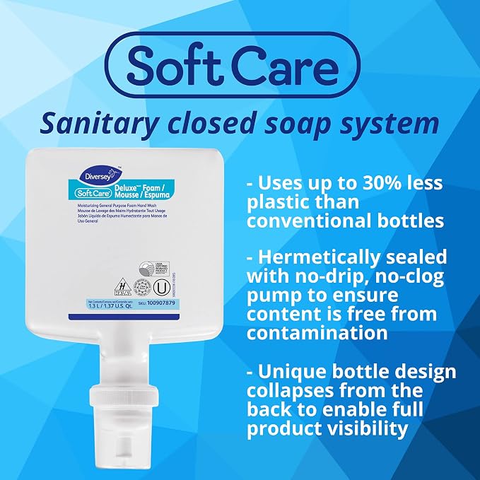 Diversey D1224701 IntelliCare Manual Hand Hygiene Dispenser for Liquid, Gel & Foam Soft Care Soaps & Sanitizers, ADA Compliant, Refillable, White, 1-Count