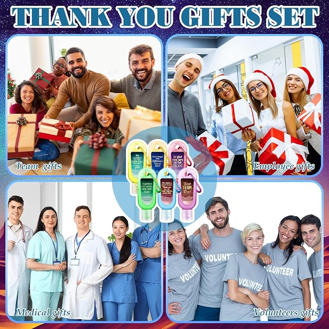 24 Pcs Team Appreciation Hand Sanitizers Keychain Mini Hand Sanitizers Gel Travel Size Appreciation Thank You Gift Bulk for Christmas Thanksgiving Team Employee Coworker Teacher Nurse Staff Gift