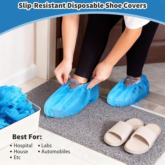 520 Pcs Disposable Boot Covers Bulk Disposable Non Woven Shoe Covers Blue Shoe Protector Non Slip Protector for Museum, Home, School, Office One Size Fits Most