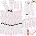 Leelosp 24 Sets Pink Toile De Jouy Baby Shower Favor Gifts Bulk - Vintage French Floral Hand Cream & Lip Balm with Nail File Travel Size Favors for Bridal Baby Shower Birthday Baptism Party Guests