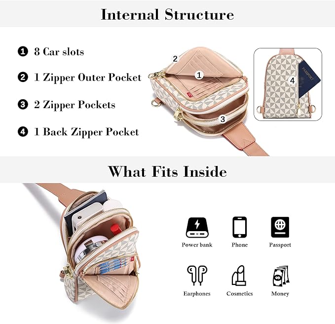 INICAT RFID Blocking Sling Bag, Anti Theft Crossbody Bag for Women Compact Travel Purses Vegan Leather