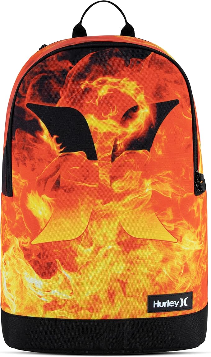 Hurley Unisex-Kids Graphic Backpack, Fire, One Size
