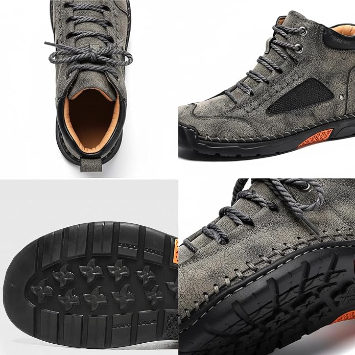 Mens Orthopedic Comfortable Handmade Boots Casual Mid Top Walking Driving Shoes Waterproof Arch Support Spacious Toe Box Outdoor Leather Shoes