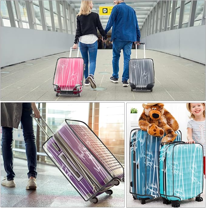 Reginary 8 Pieces Clear Luggage Cover PVC Waterproof Suitcase Cover Protector for Luggage Spinner Wheels Suitcase(18 Inches, 20 Inches, 24 Inches, 28 Inches)