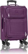 U.S. Traveler Rio Lightweight Softside Rolling Carry-on Suitcase, 4-Wheel Single, Purple