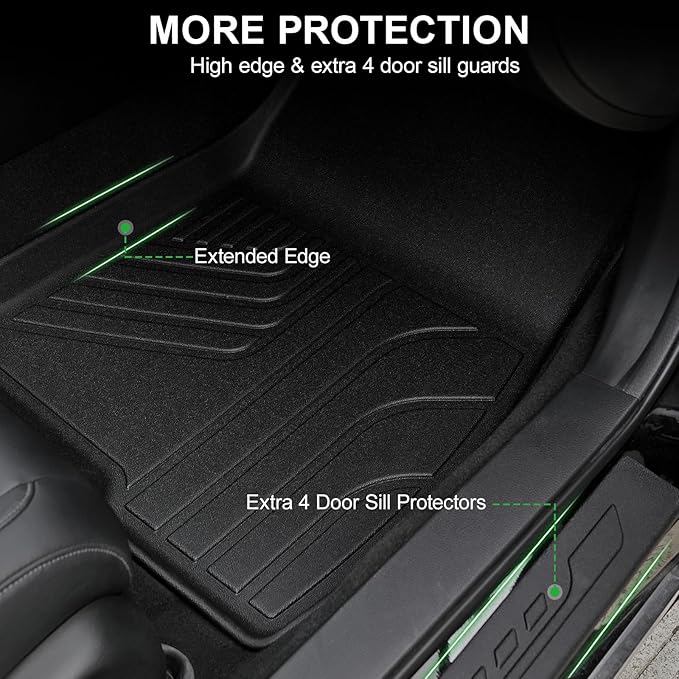Floor Mats for 2018-2022 Honda Accord (Gas & Hybrid Models), TPE All Weather Durable Floor Liners Door Sill Guards for Honda Accord Accessories